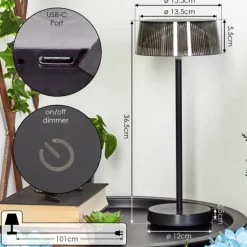 hofstein Lampe à poser Oundo LED Noir, 1 lumière