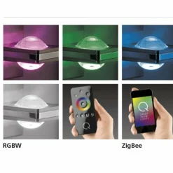 Paul Neuhaus Q-Serie Lampe à Poser Paul Neuhaus Q-Fisheye LED Acier inoxydable, 2 lumières, Télécommandes, Changeur de couleurs