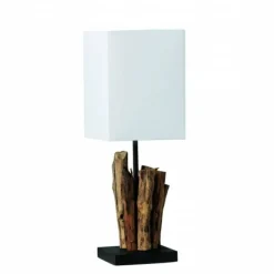 Lampes En Tissu-Luminaires Paul Neuhaus Lampe à poser Paul Neuhaus ABUJA Bois foncé, 1 lumière