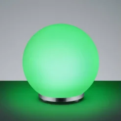 Luminaires Reality Lampe à poser Reality George LED Chrome, 1 lumière, Télécommandes, Changeur de couleurs