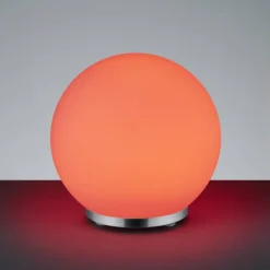 Luminaires Reality Lampe à poser Reality George LED Chrome, 1 lumière, Télécommandes, Changeur de couleurs