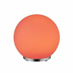 Luminaires Reality Lampe à poser Reality George LED Chrome, 1 lumière, Télécommandes, Changeur de couleurs