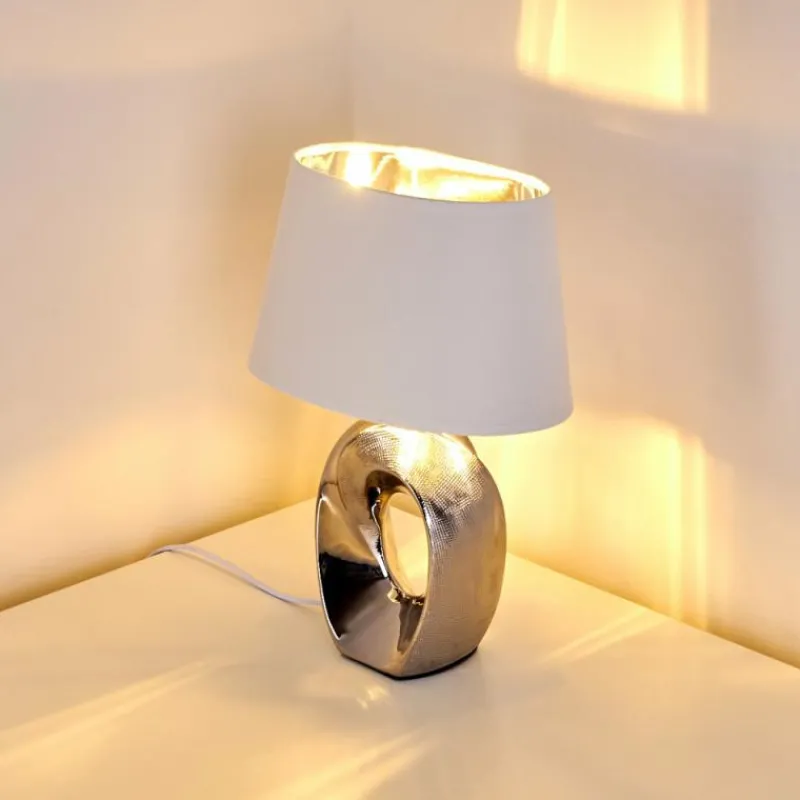 Lampes En Tissu-hofstein Lampe à poser Rovio Argenté, 1 lumière