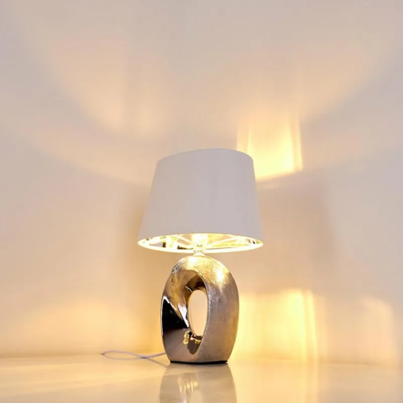 Lampes En Tissu-hofstein Lampe à poser Rovio Argenté, 1 lumière