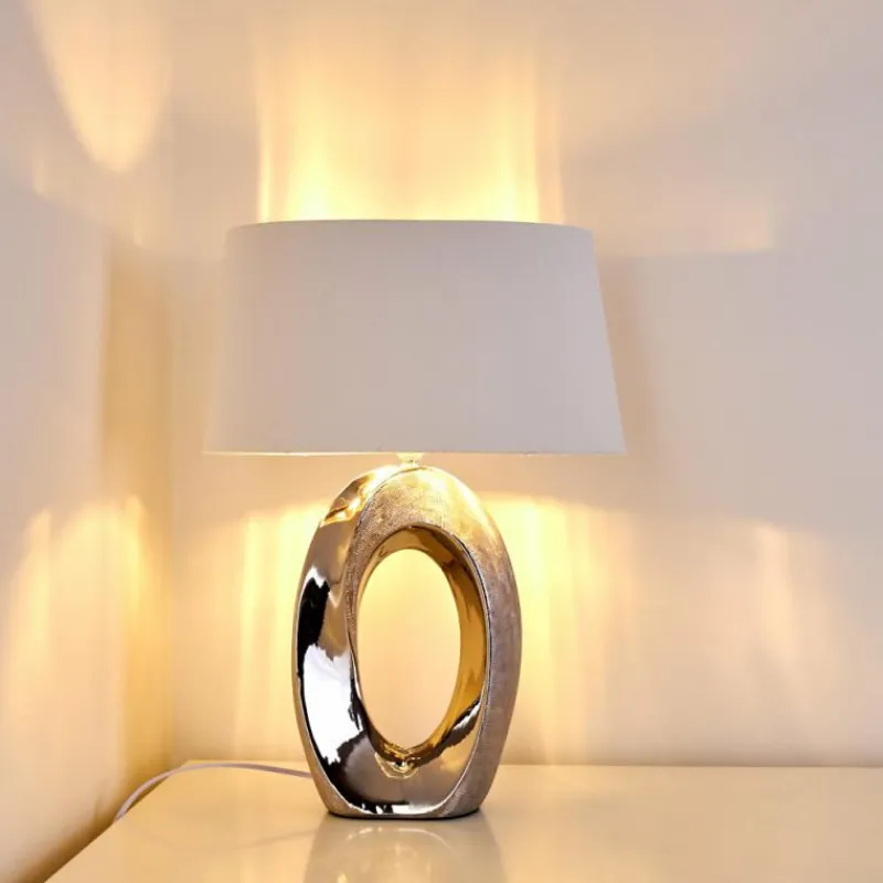 Lampes En Tissu-hofstein Lampe à poser Rovio Argenté, 1 lumière