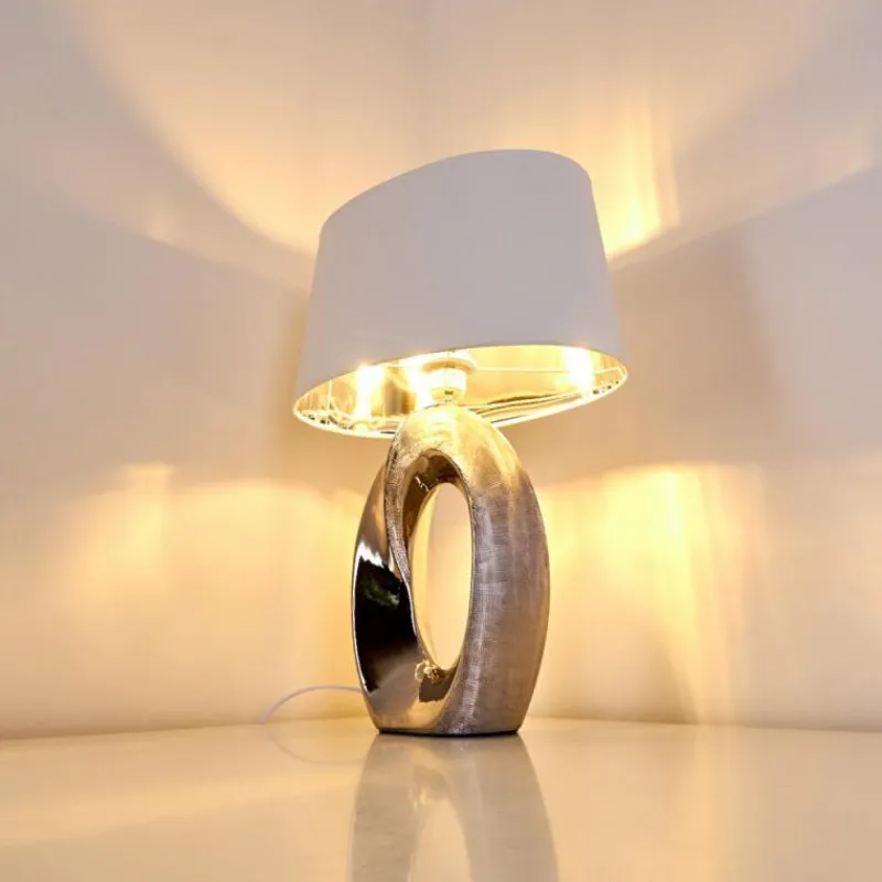 Lampes En Tissu-hofstein Lampe à poser Rovio Argenté, 1 lumière