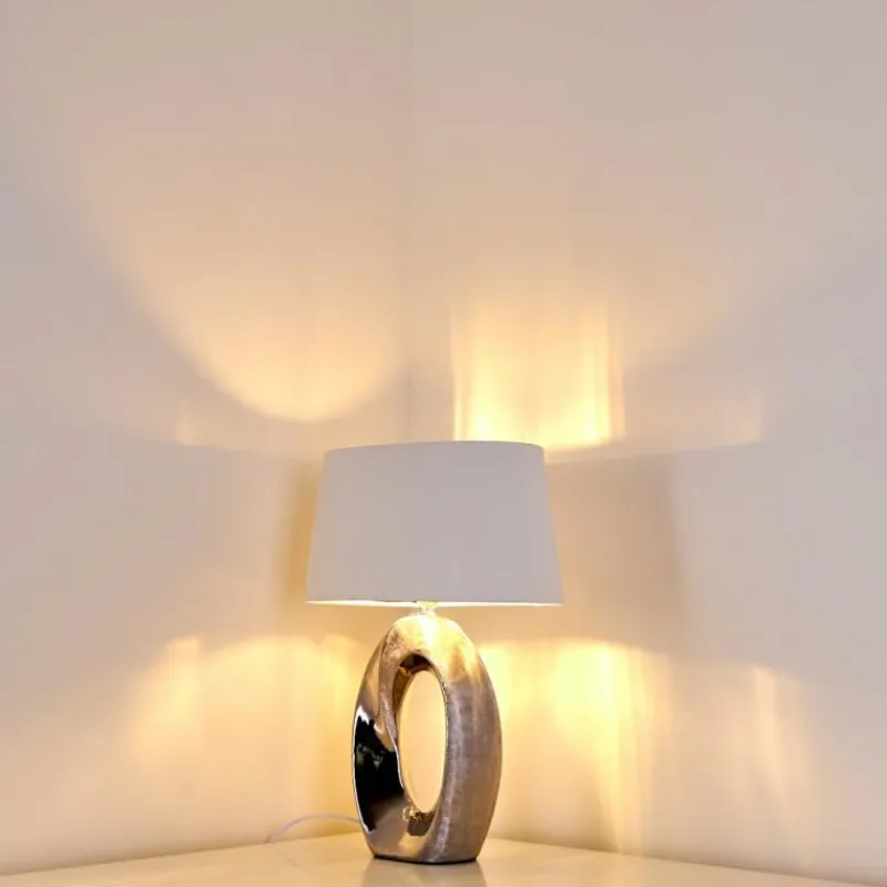 Lampes En Tissu-hofstein Lampe à poser Rovio Argenté, 1 lumière