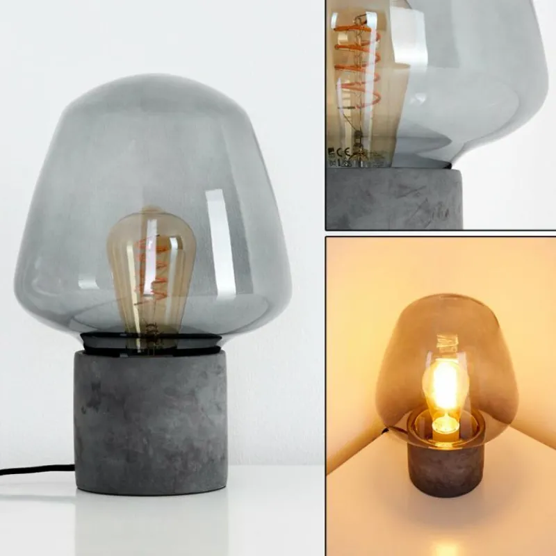 hofstein Lampe à poser Seiryu Gris, Noir, Pierre, 1 lumière