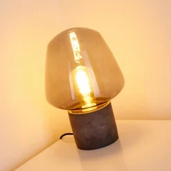 hofstein Lampe à poser Seiryu Gris, Noir, Pierre, 1 lumière