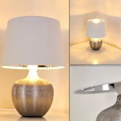Lampes En Tissu-hofstein Lampe à poser Stampa Argenté, 1 lumière