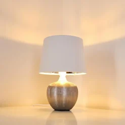 Lampes En Tissu-hofstein Lampe à poser Stampa Argenté, 1 lumière