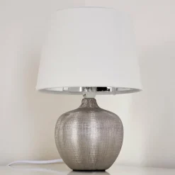 Lampes En Tissu-hofstein Lampe à poser Stampa Argenté, 1 lumière