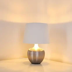 Lampes En Tissu-hofstein Lampe à poser Stampa Argenté, 1 lumière