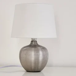 Lampes En Tissu-hofstein Lampe à poser Stampa Argenté, 1 lumière