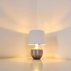 Lampes En Tissu-hofstein Lampe à poser Stampa Argenté, 1 lumière