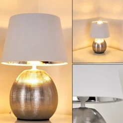 Lampes En Tissu-hofstein Lampe à poser Stampa Argenté, 1 lumière