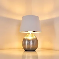 Lampes En Tissu-hofstein Lampe à poser Stampa Argenté, 1 lumière