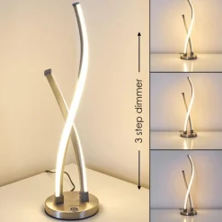 hofstein Lampe à poser Tervo LED Nickel mat, 2 lumières