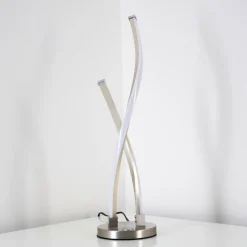 hofstein Lampe à poser Tervo LED Nickel mat, 2 lumières