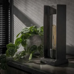 Lampes Industrielles-hofstein Lampe à poser UGCHELEN Nickel mat, Noir, 1 lumière