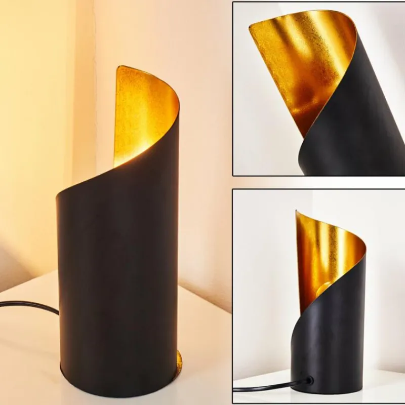 Lampes Dorées-hofstein Lampe à poser Yahuma Noir doré, 1 lumière