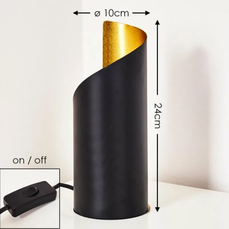 Lampes Dorées-hofstein Lampe à poser Yahuma Noir doré, 1 lumière