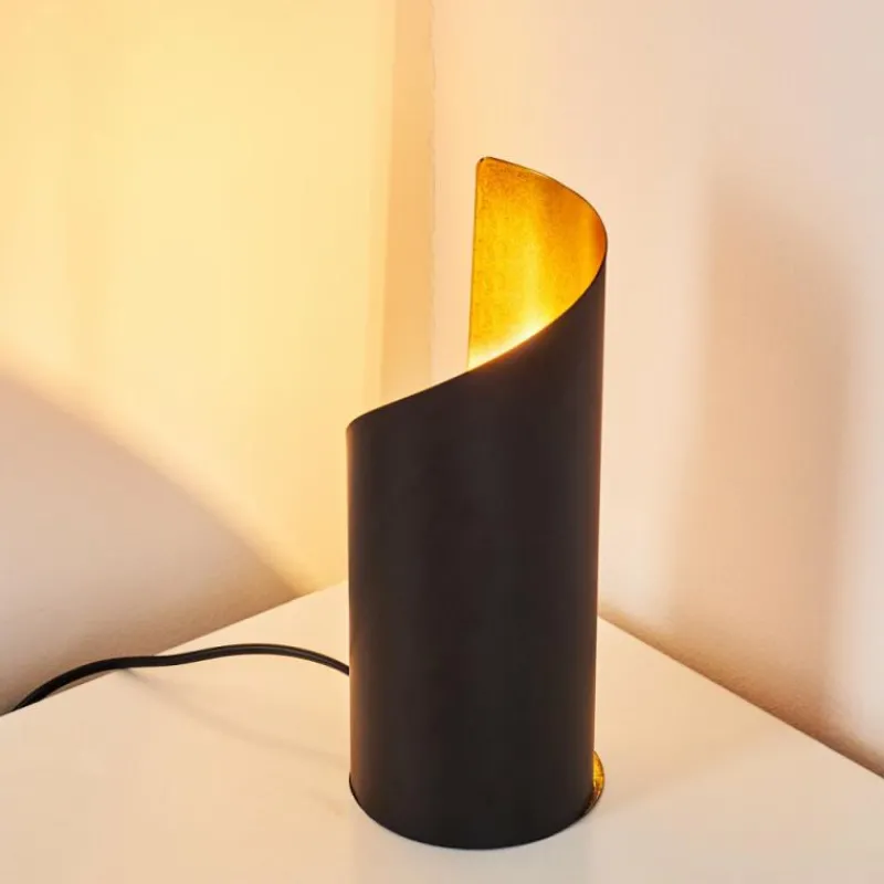 Lampes Dorées-hofstein Lampe à poser Yahuma Noir doré, 1 lumière