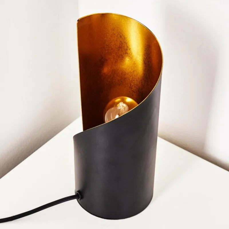 Lampes Dorées-hofstein Lampe à poser Yahuma Noir doré, 1 lumière