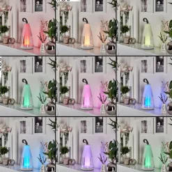 hofstein Lampe à poser Yari LED Gris, Transparent, Blanc, 1 lumière, Télécommandes, Changeur de couleurs