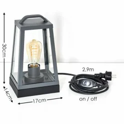 Lampes Vintages & Rétros-hofstein Lampe à poser Zakopane Anthracite, 1 lumière