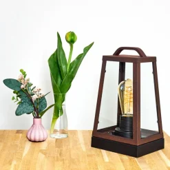 Luminaires Rustiques-hofstein Lampe à poser Zakopane Rouille, Noir, 1 lumière