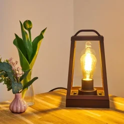 Luminaires Rustiques-hofstein Lampe à poser Zakopane Rouille, Noir, 1 lumière