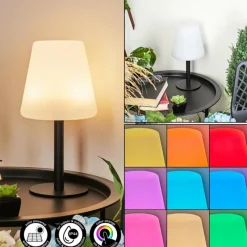 hofstein Lampe à poser Zoume Solar LED Noir, 8 lumières, Changeur de couleurs