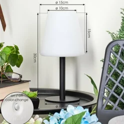 hofstein Lampe à poser Zoume Solar LED Noir, 8 lumières, Changeur de couleurs