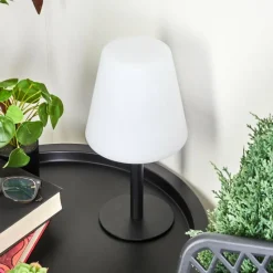 hofstein Lampe à poser Zoume Solar LED Noir, 8 lumières, Changeur de couleurs