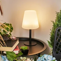 hofstein Lampe à poser Zoume Solar LED Noir, 8 lumières, Changeur de couleurs