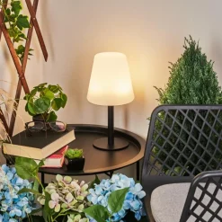 hofstein Lampe à poser Zoume Solar LED Noir, 8 lumières, Changeur de couleurs