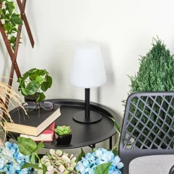 hofstein Lampe à poser Zoume Solar LED Noir, 8 lumières, Changeur de couleurs