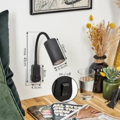 hofstein lampe à prise électrique Javel Noir, 1 lumière