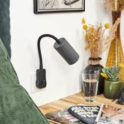 hofstein lampe à prise électrique Javel Noir, 1 lumière