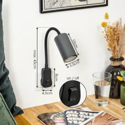 hofstein lampe à prise électrique Javel Noir, 1 lumière