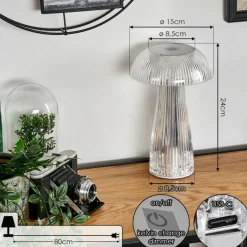 hofstein Lampe Champignon Balsa Lampe à poser LED Transparent, 1 lumière