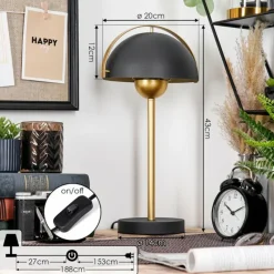 Lampes Dorées-hofstein Lampe Champignon Guttsta Lampe à poser Or, Noir, 1 lumière