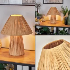 Style Boho-Chic-hofstein Lampe Champignon Paiol Lampe à poser Beige, Écru, 1 lumière