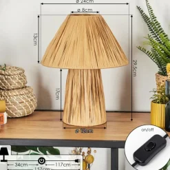 Style Boho-Chic-hofstein Lampe Champignon Paiol Lampe à poser Beige, Écru, 1 lumière