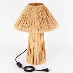 Style Boho-Chic-hofstein Lampe Champignon Paiol Lampe à poser Beige, Écru, 1 lumière