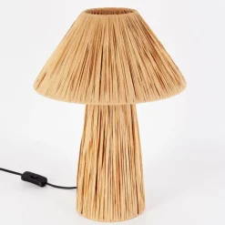 Style Boho-Chic-hofstein Lampe Champignon Paiol Lampe à poser Beige, Écru, 1 lumière