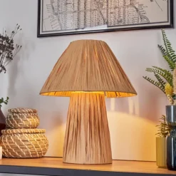 Style Boho-Chic-hofstein Lampe Champignon Paiol Lampe à poser Beige, Écru, 1 lumière