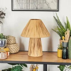 Style Boho-Chic-hofstein Lampe Champignon Paiol Lampe à poser Beige, Écru, 1 lumière