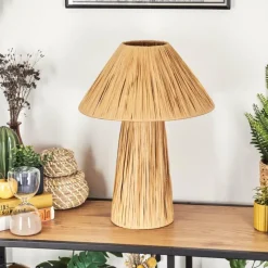 Style Boho-Chic-hofstein Lampe Champignon Paiol Lampe à poser Beige, Écru, 1 lumière
